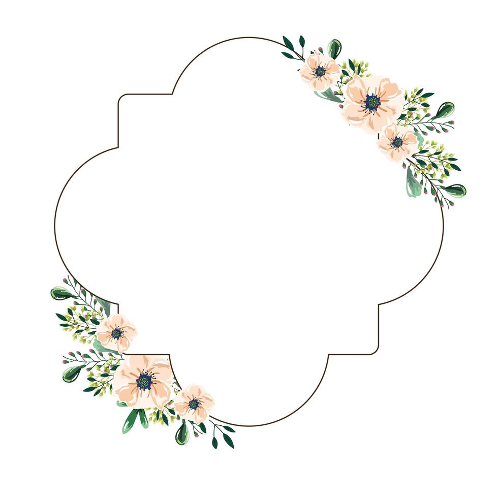 floral leaves frame vector