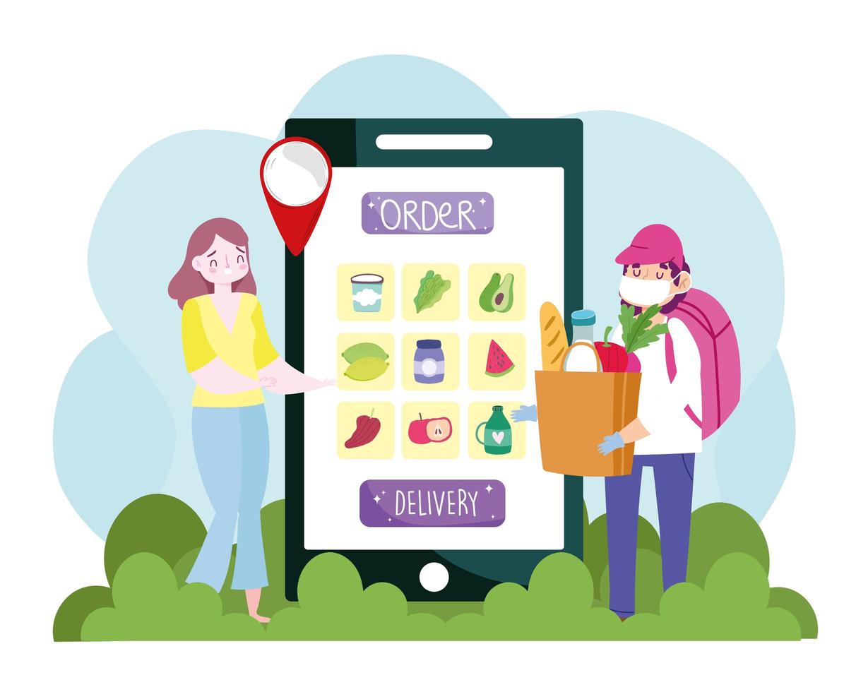 delivery online grocery vector