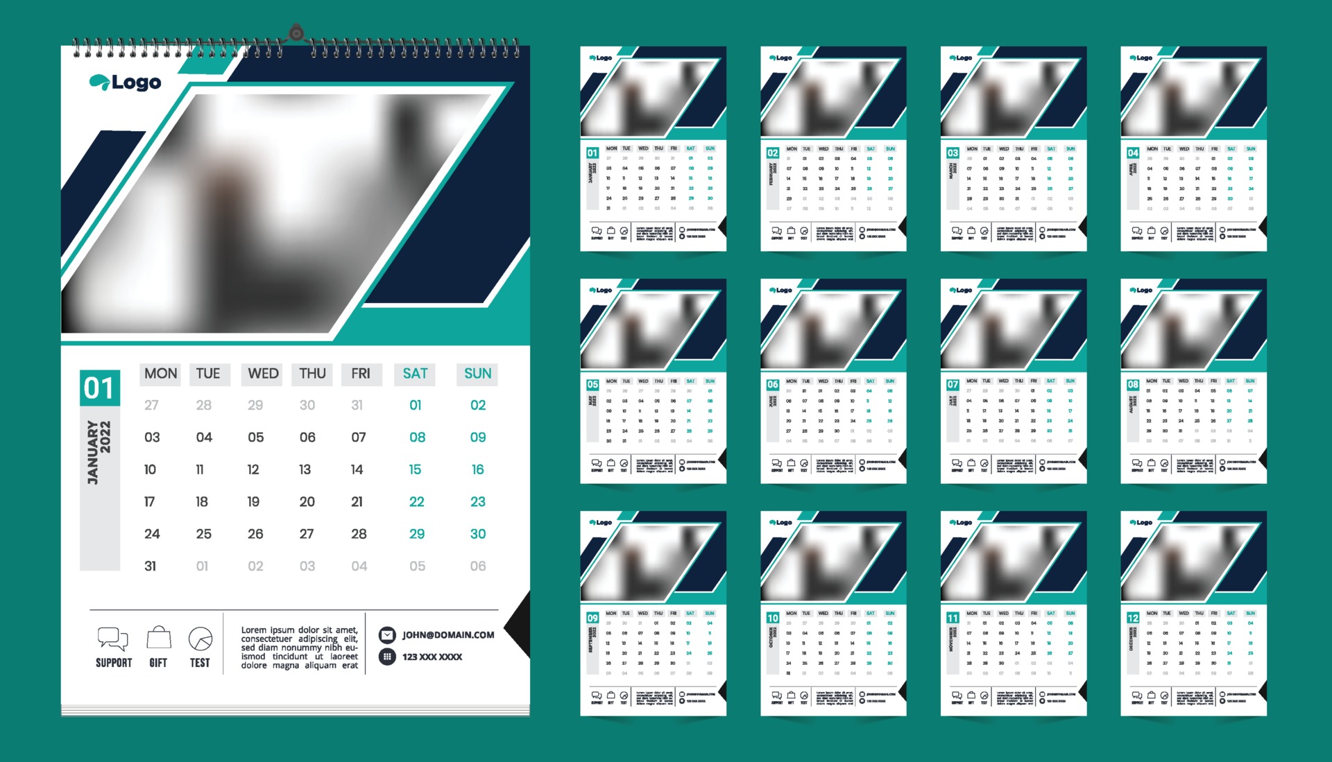 Wall Calendar 2022 Template Design Idea Calendar 2022 2759737 Vector