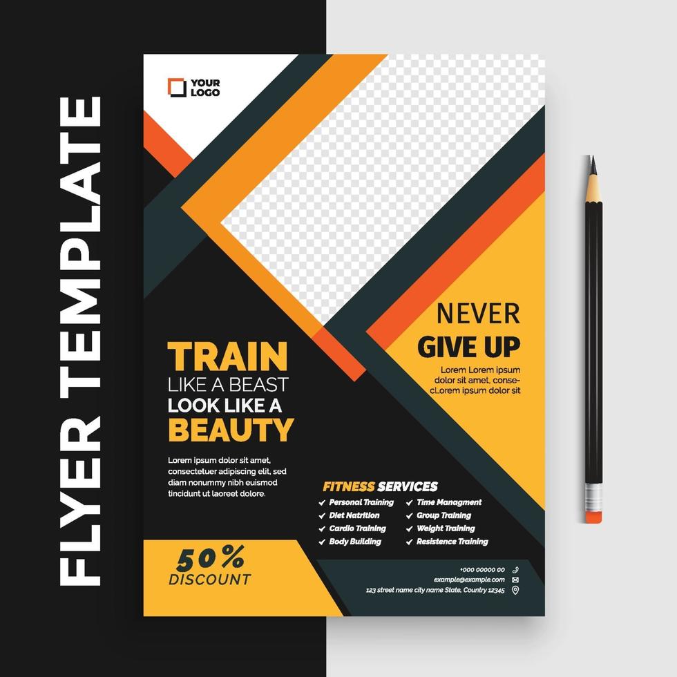 Free Gym fitness poster flyer pamphlet brochure cover design layout space  for photo background, vector illustration template in A4 size 2759758  Vector Art at Vecteezy