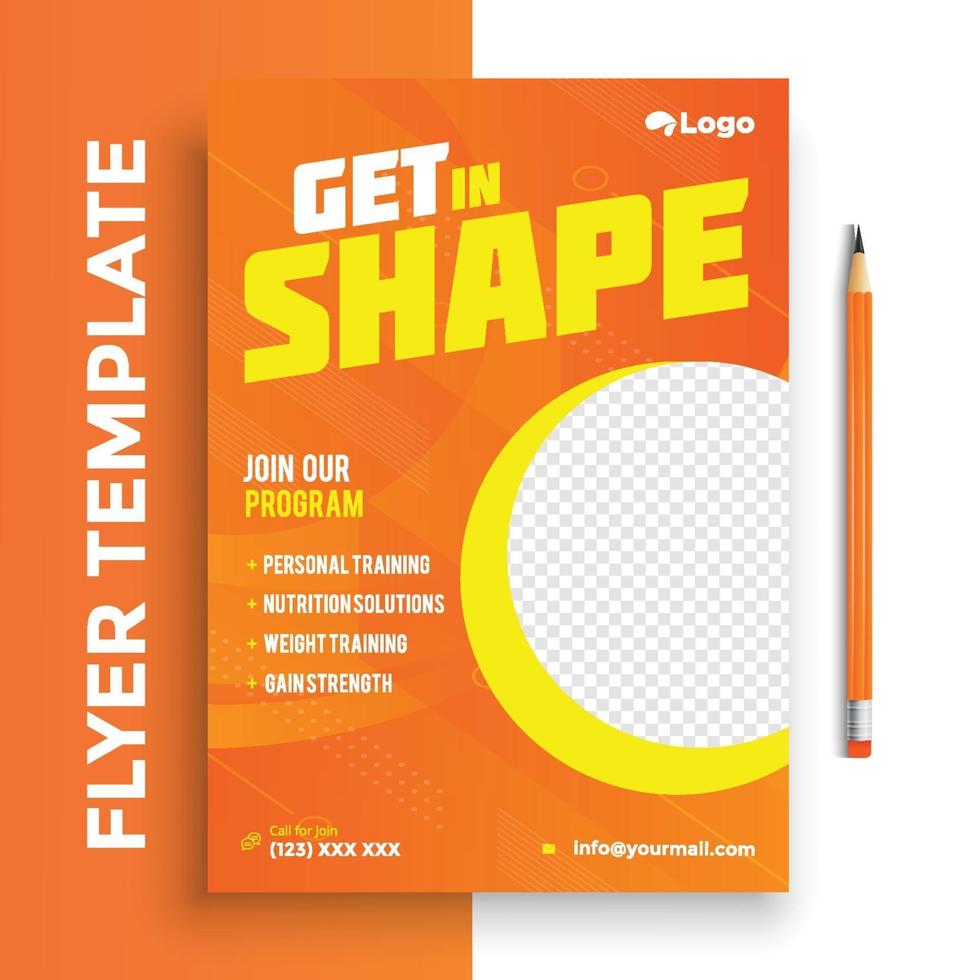 Free Gym fitness poster flyer pamphlet brochure cover design layout space for photo background, vector illustration template in A4 size