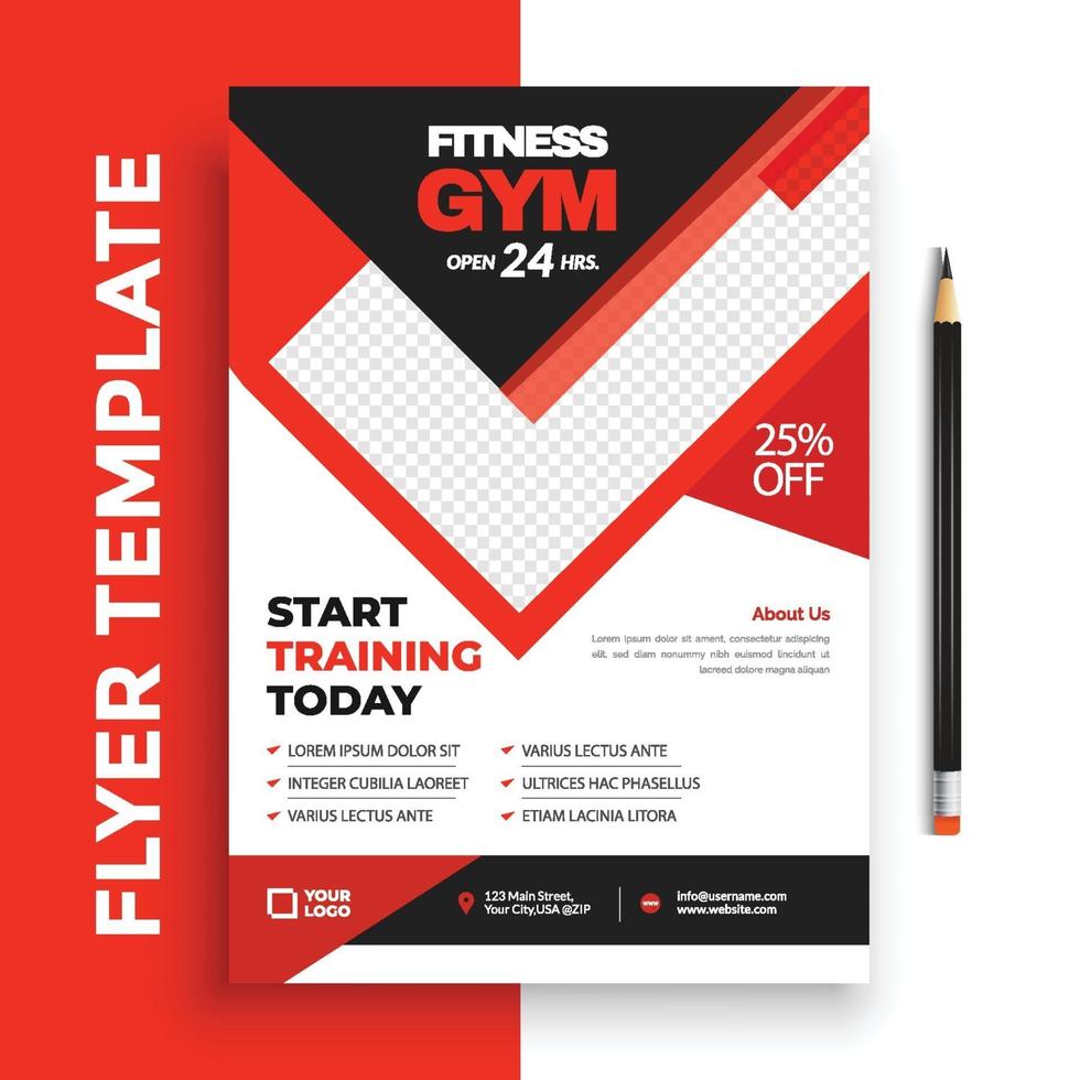 Free Gym fitness poster flyer pamphlet brochure cover design layout space for photo background, vector illustration template in A4 size