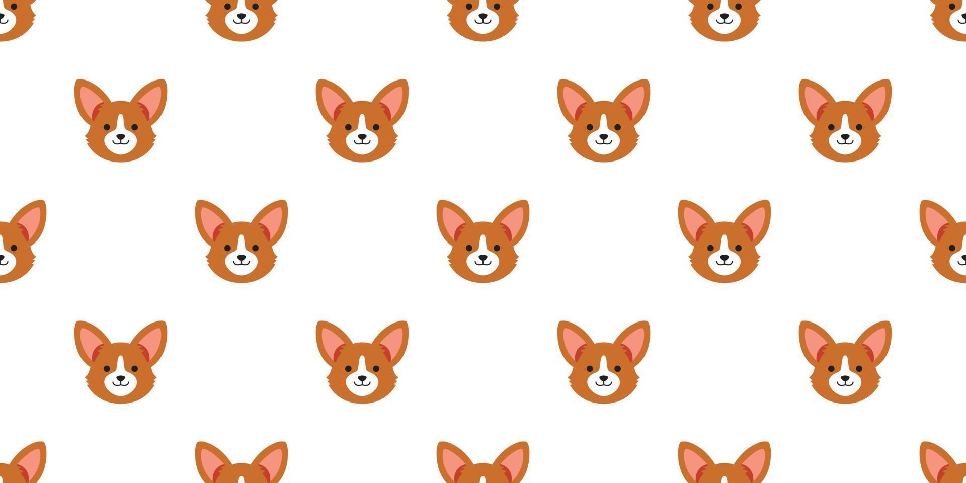 Cartoon character corgi dog face seamless pattern background vector
