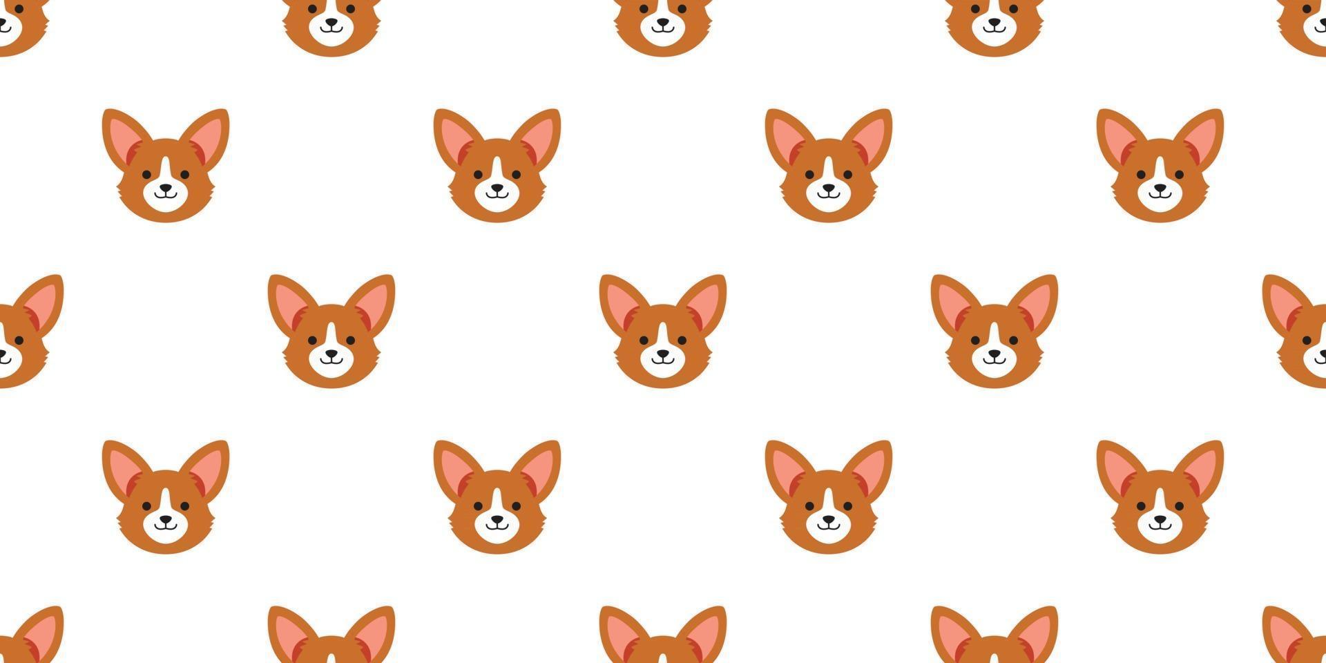 Cartoon character corgi dog face seamless pattern background vector