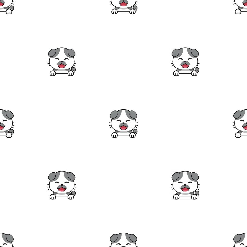 Cartoon character cute cat seamless pattern background vector