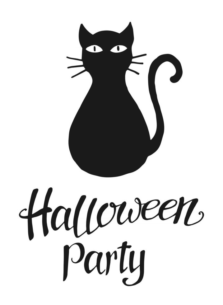 Halloween party invitation and greeting card, flyer, banner, poster templates. Hand-drawn traditional characters, cute design elements, hand-written ink lettering. vector