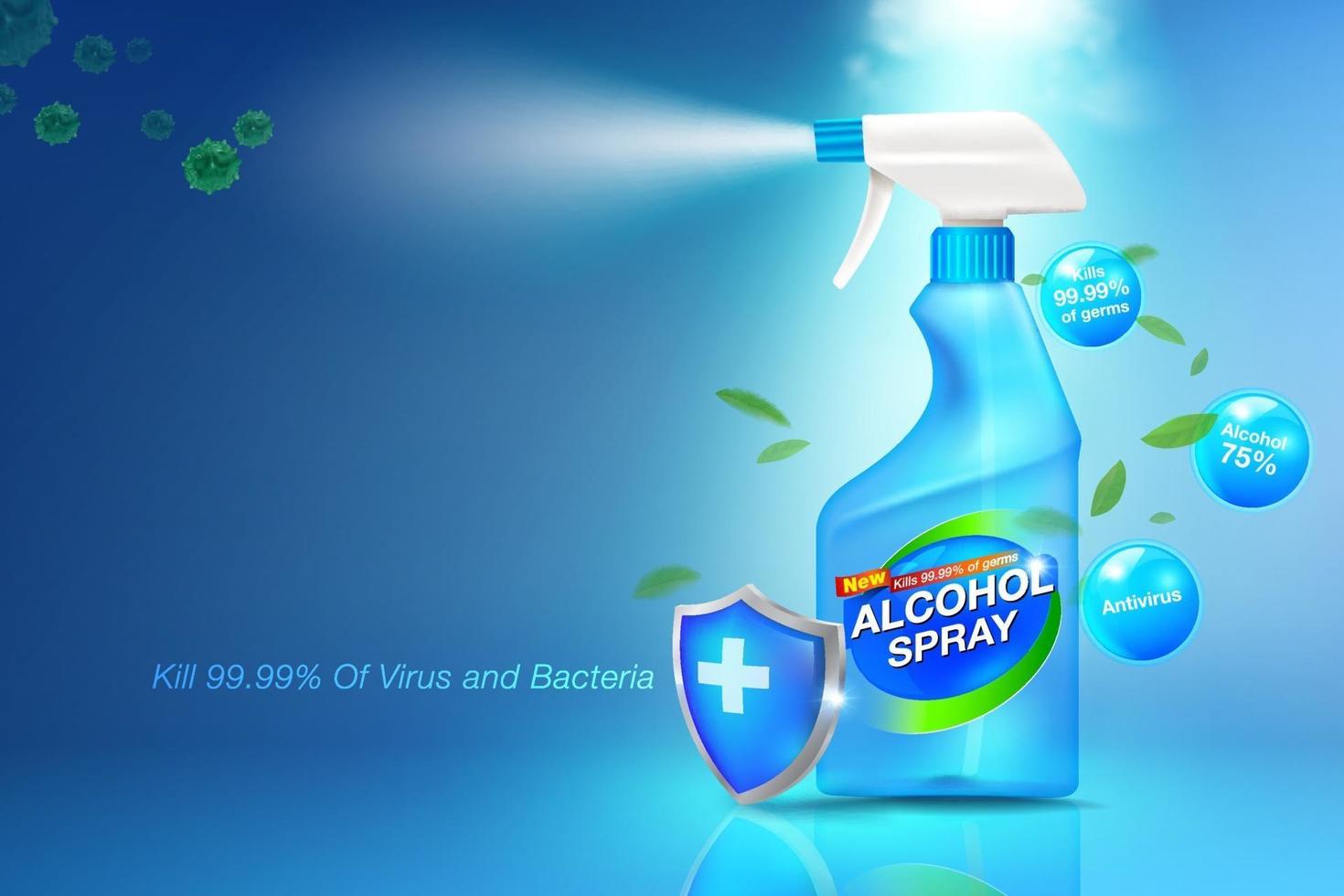 Spray sanitizer Anti-Virus and Anti-Bacterial ads. vector