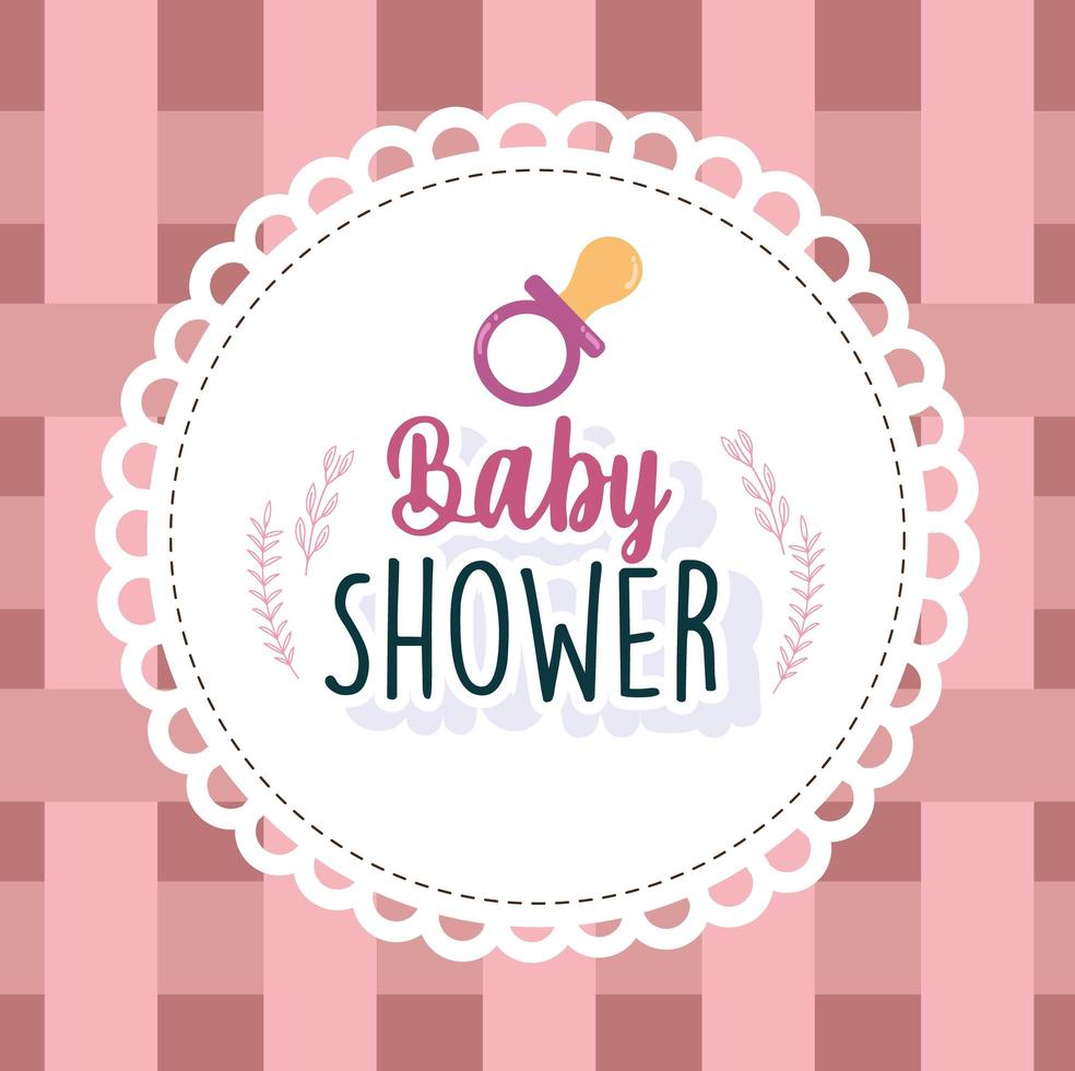 Baby shower card welcome newborn pacifier frame vector