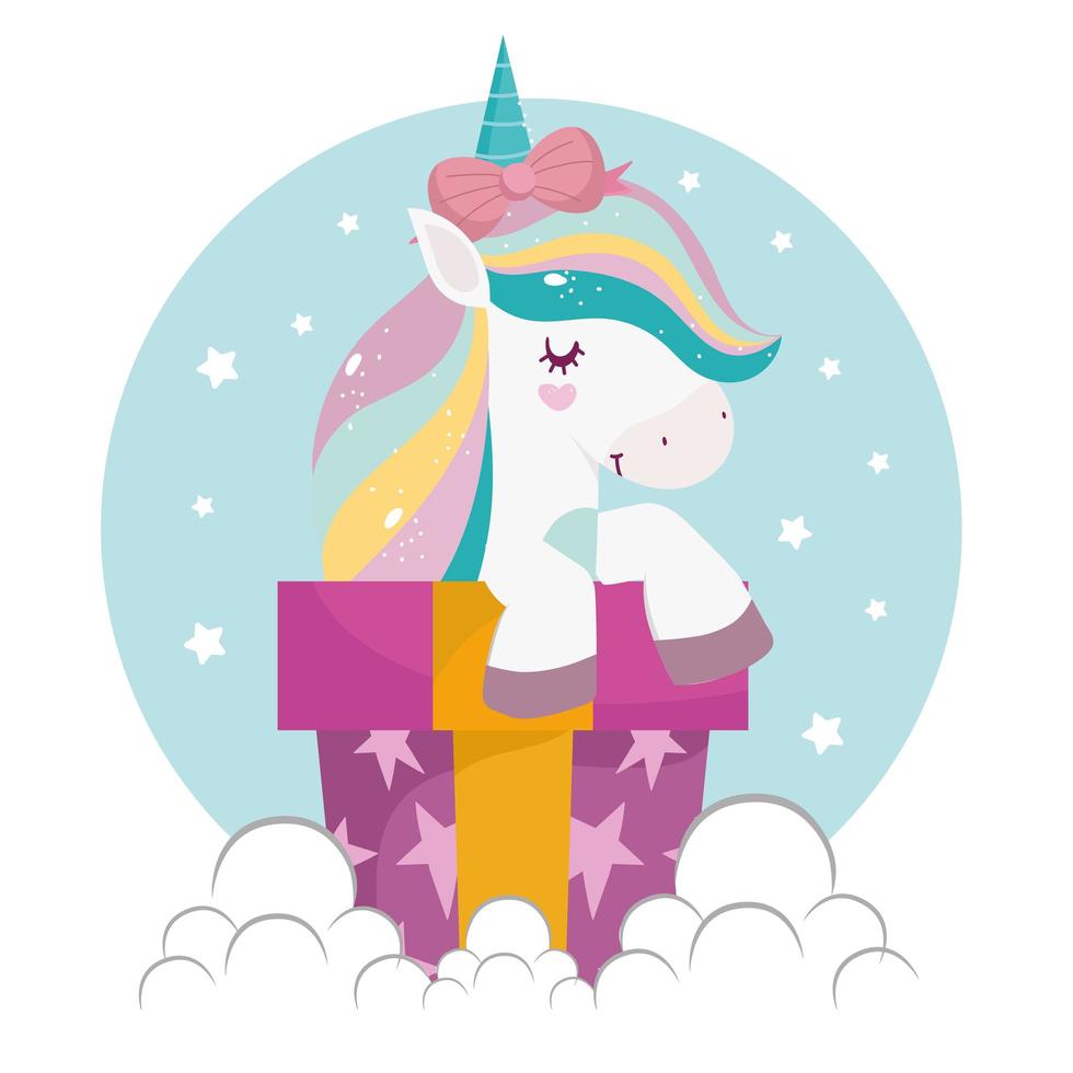 unicorn cup clouds vector