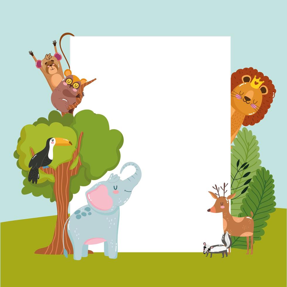 Animals cartoon banner vector