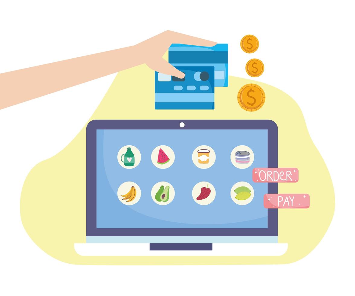 grocery online payment vector