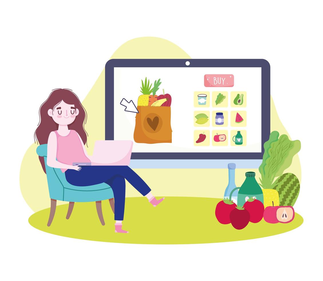 ordering grocery online vector