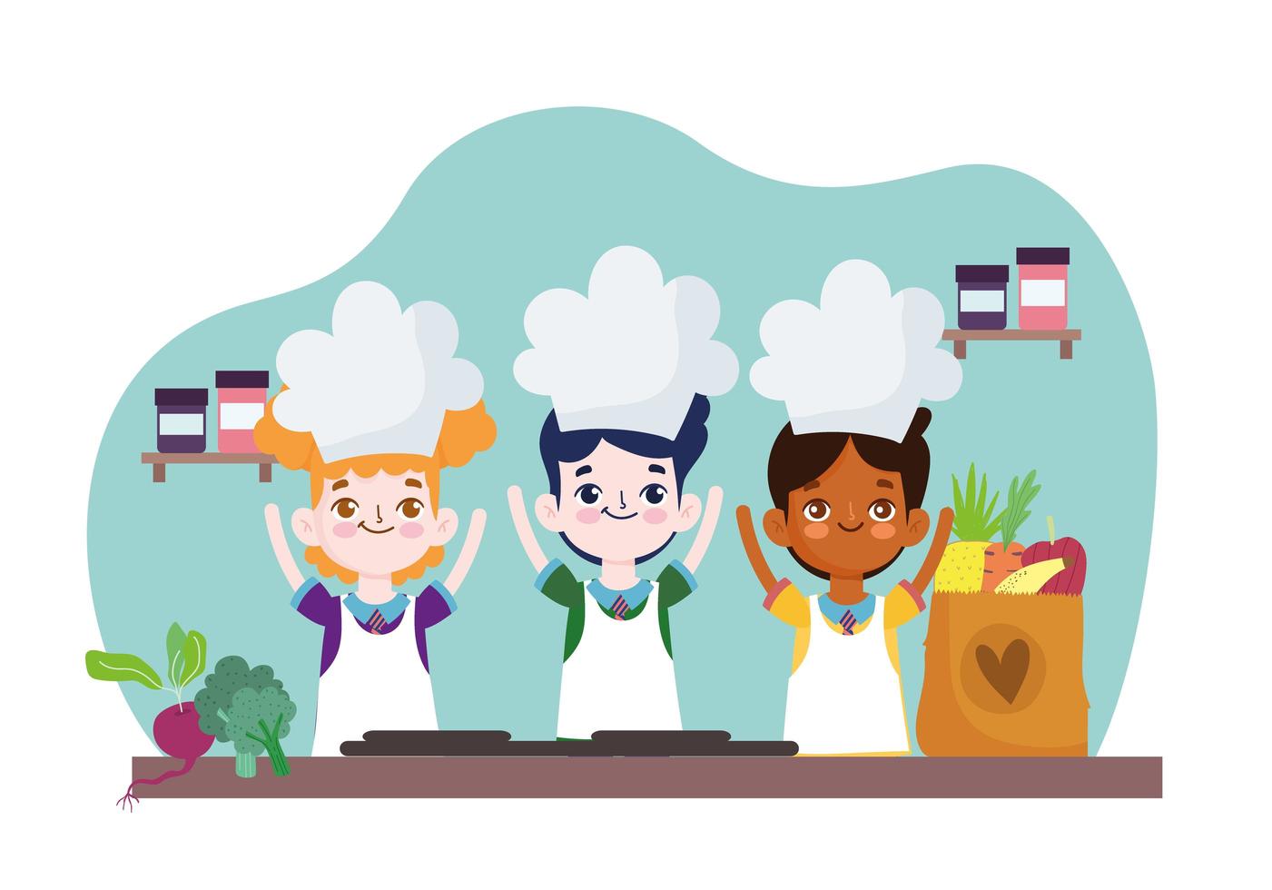 cocinar comida para niños vector