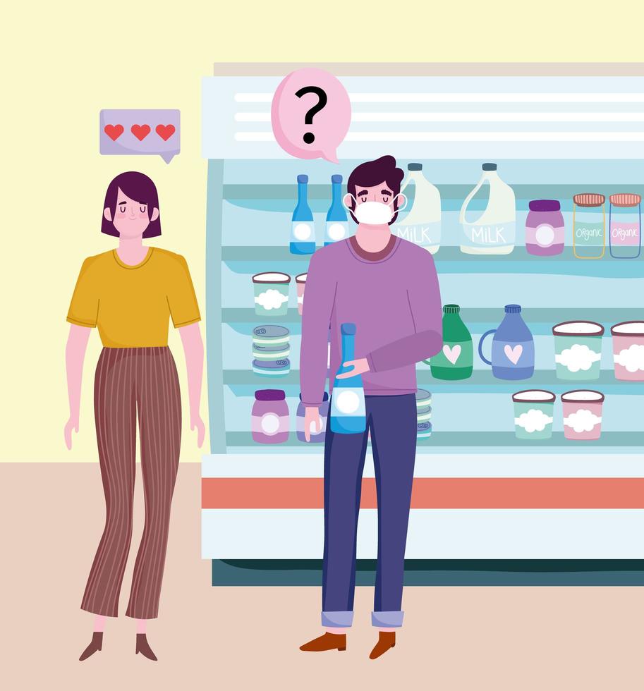 couple grocery shop vector