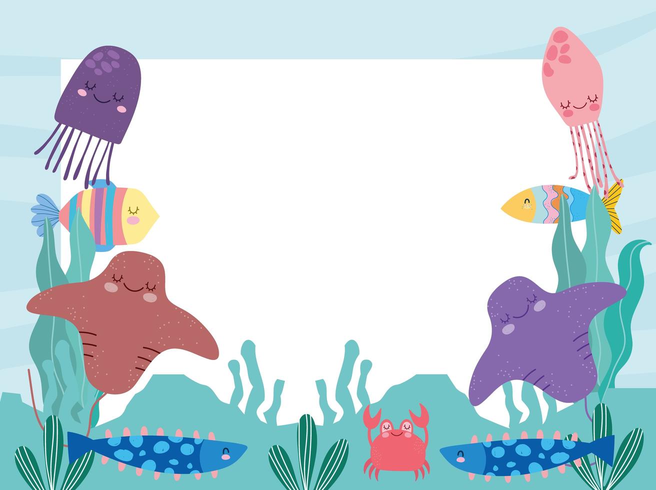 underwater world cute vector