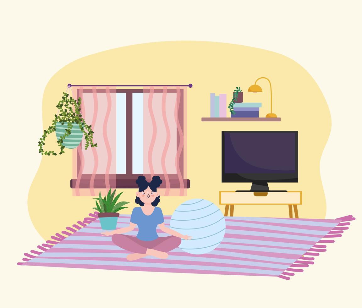 girl making exercise vector