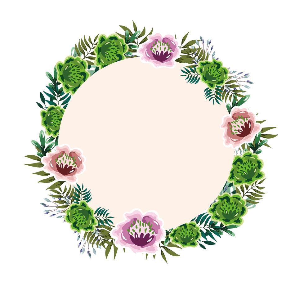 floral frame watercolor vector