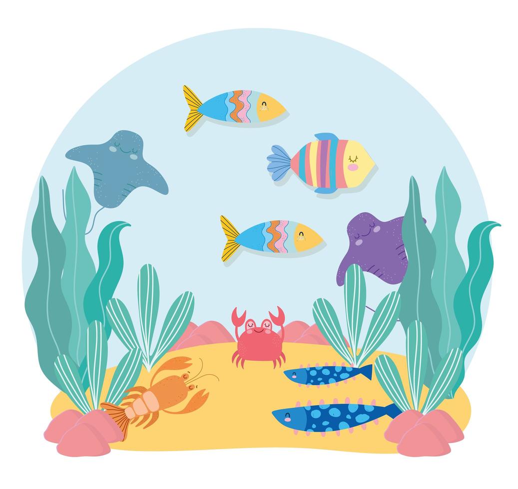 cartoon animals underwater vector