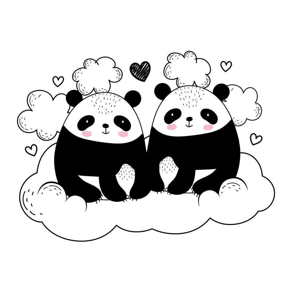 pandas cartoon sketch vector