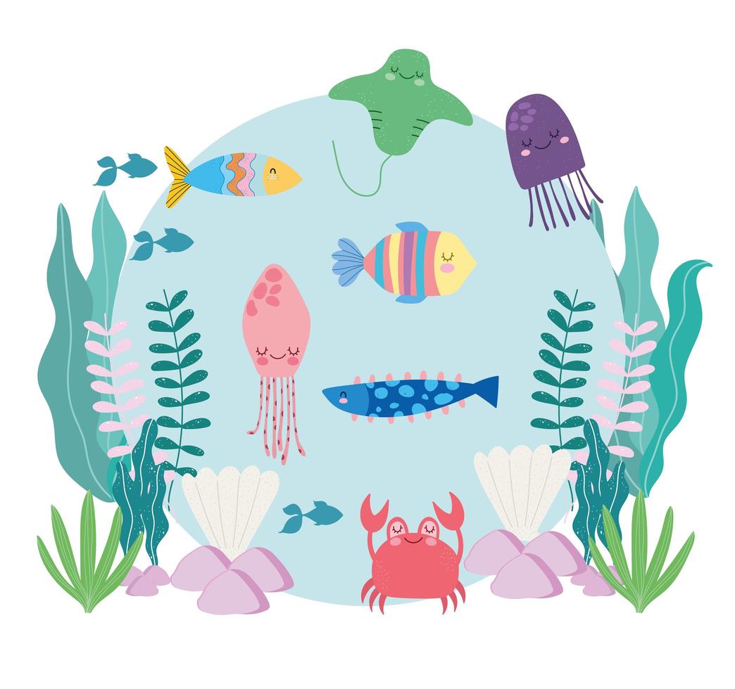 underwater life cartoon vector