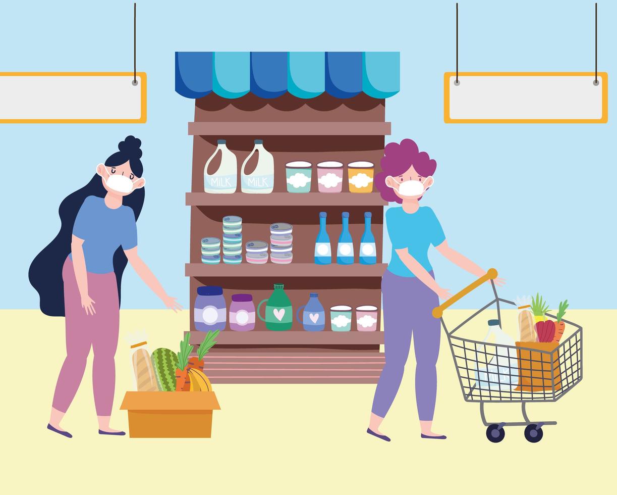 grocery shop women vector