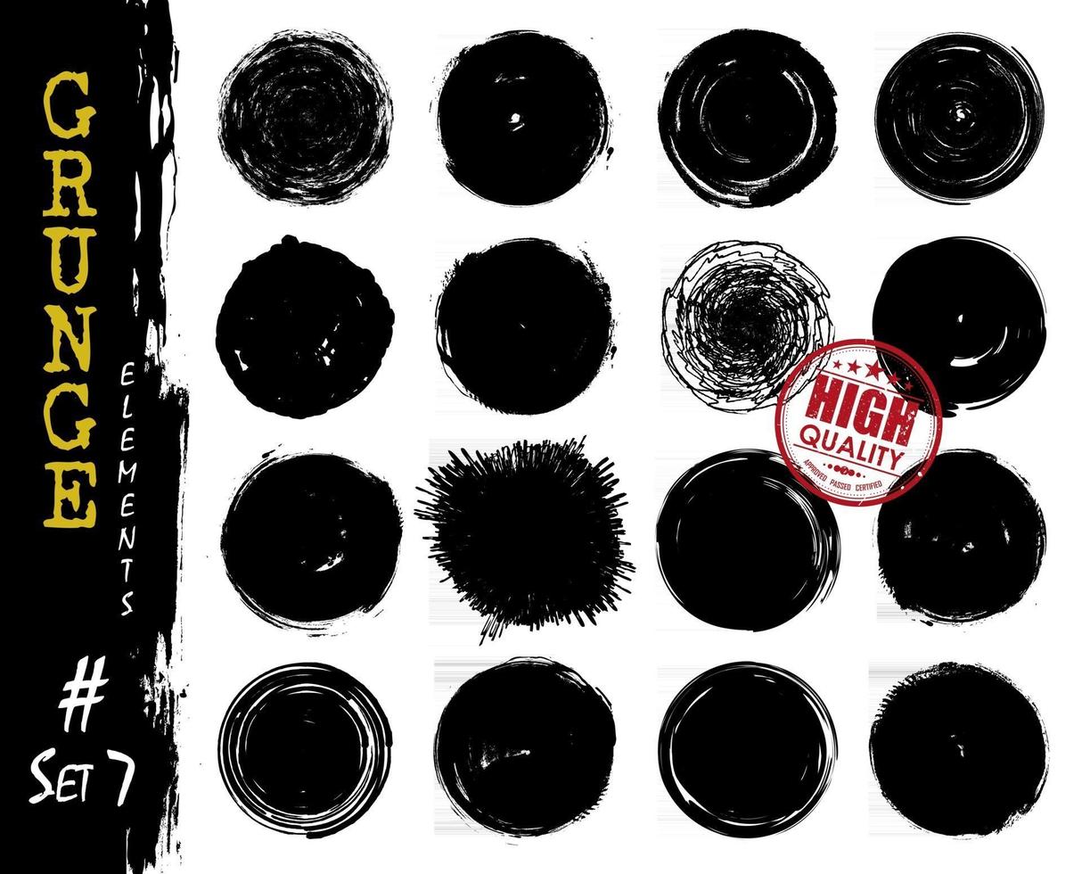 Set of grunge style circle shapes . Elements vector .