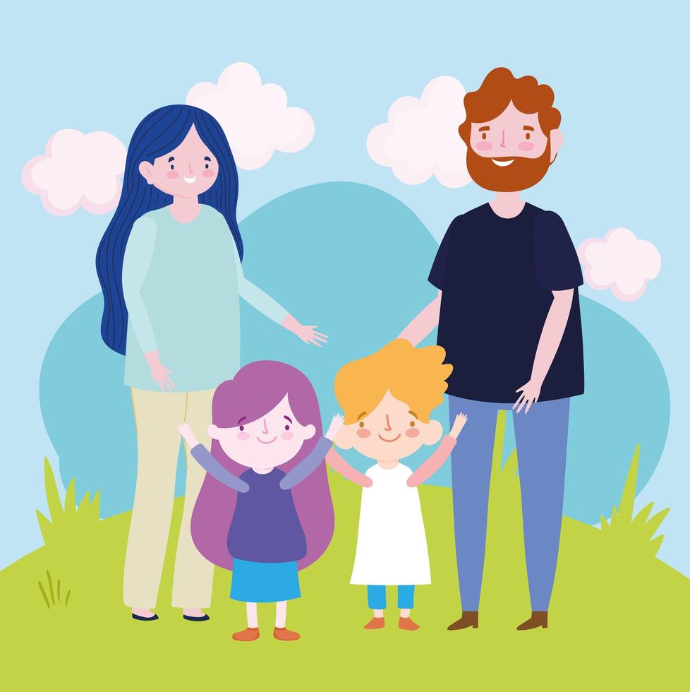 father mother kids vector