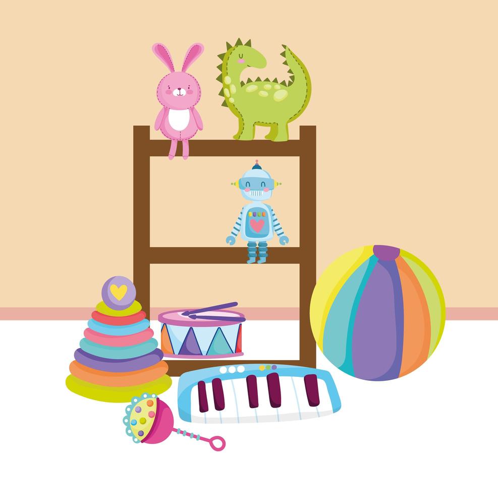 kids toys shelf vector