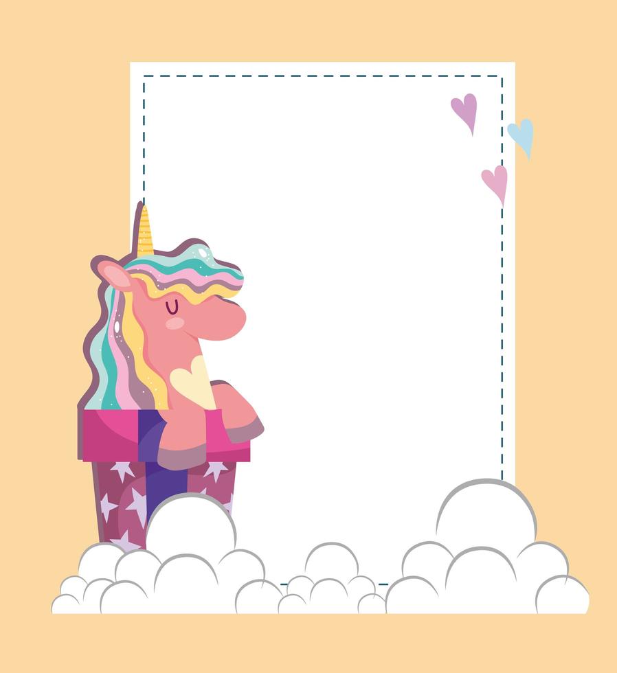 unicorn cup card vector