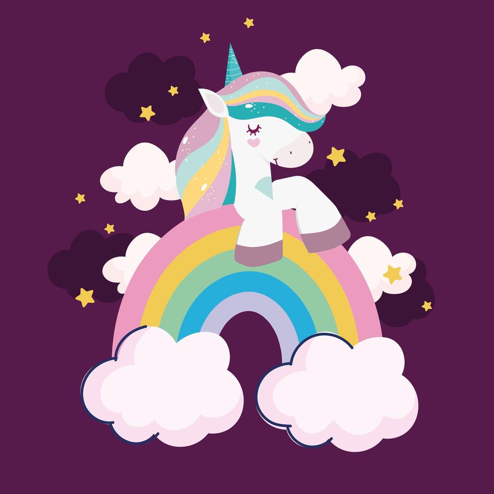 unicornio arcoiris estrellas vector