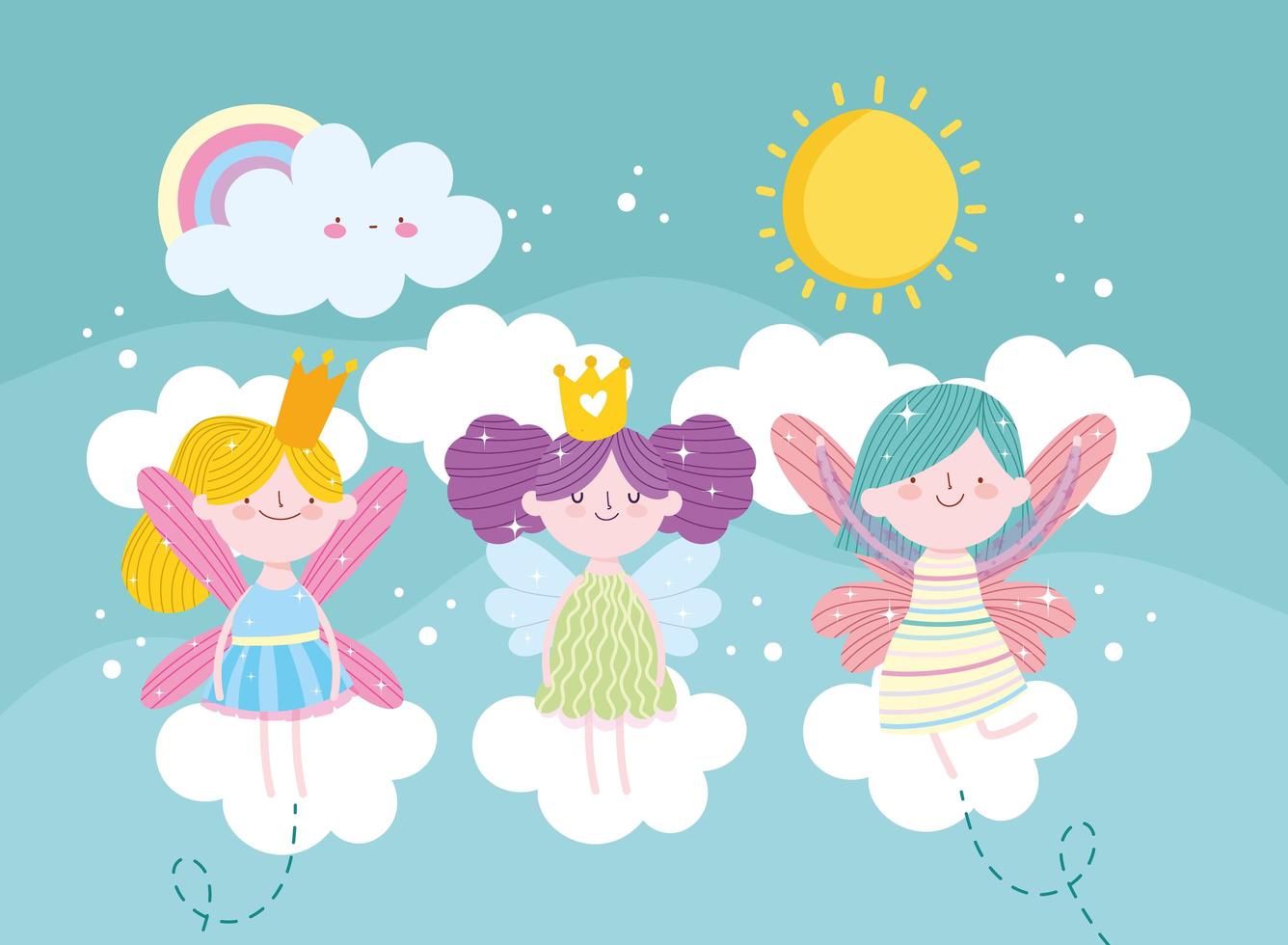 fairies clouds playing vector