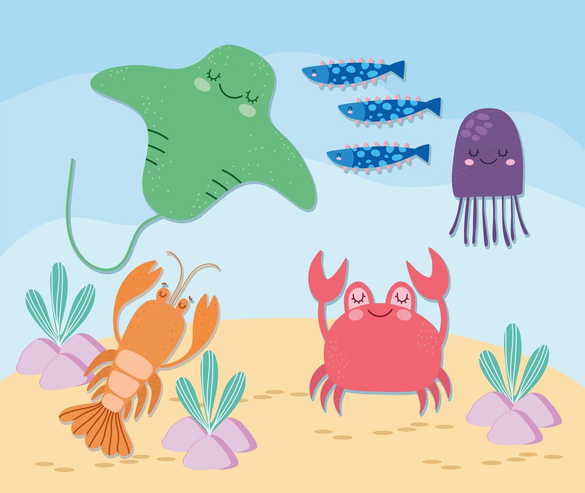 cute life underwater vector