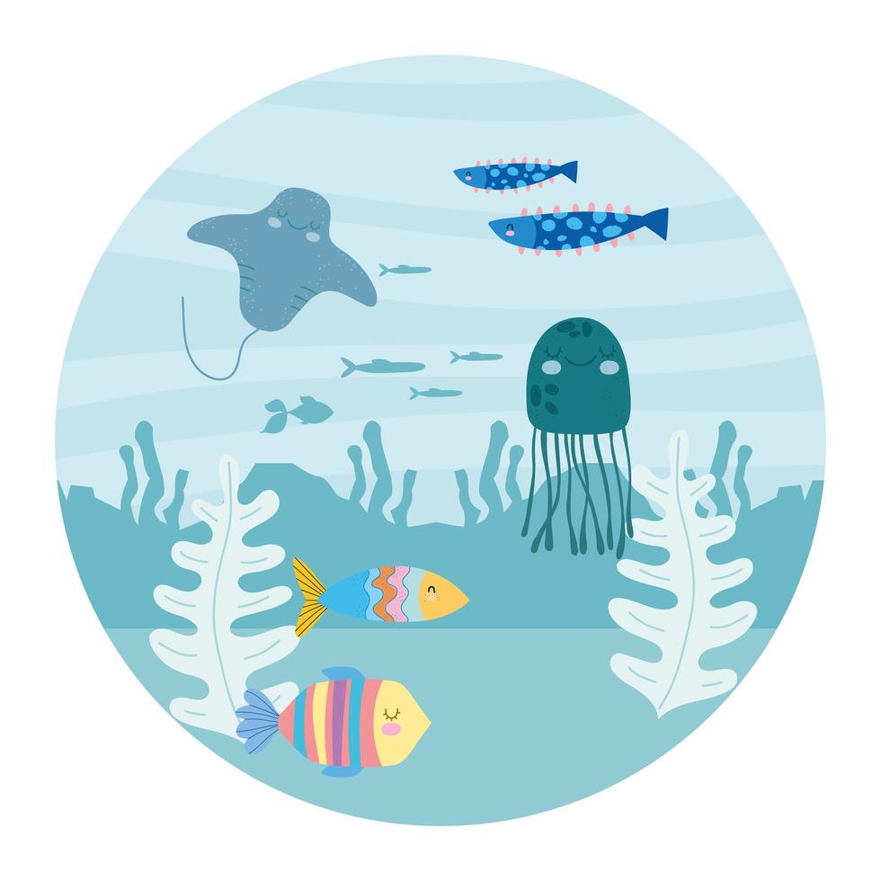 underwater life landscape vector