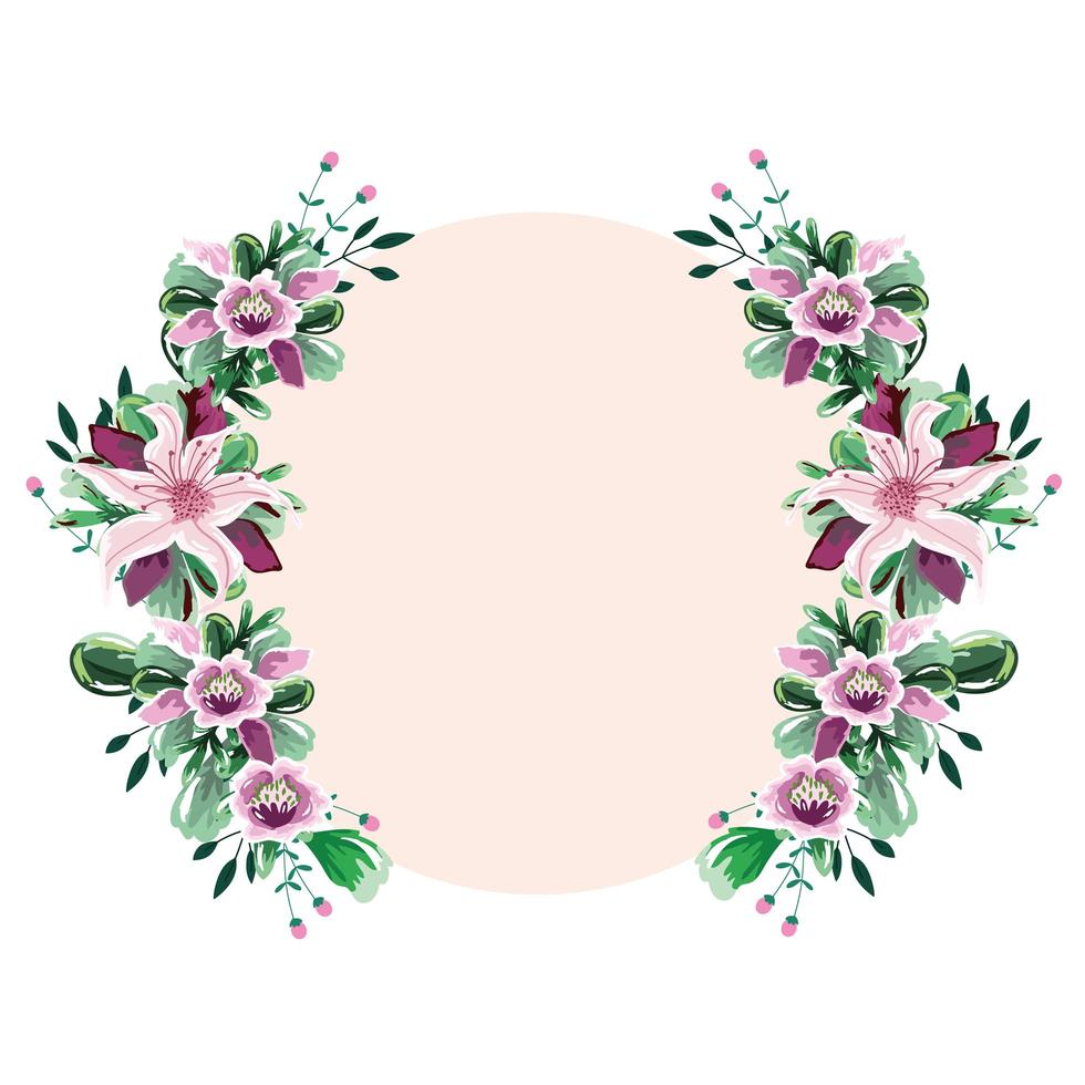 flowers circle frame vector