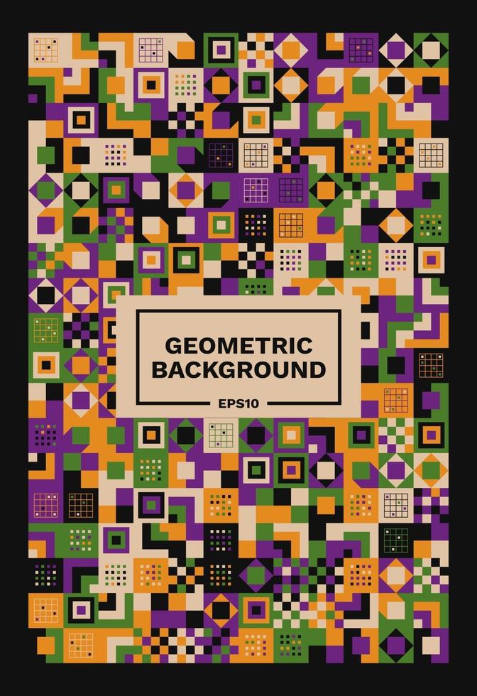 Ilustración de fondo geométrico bauhaus abstracto, diseño plano de formas geométricas de mural colorido vector gratuito