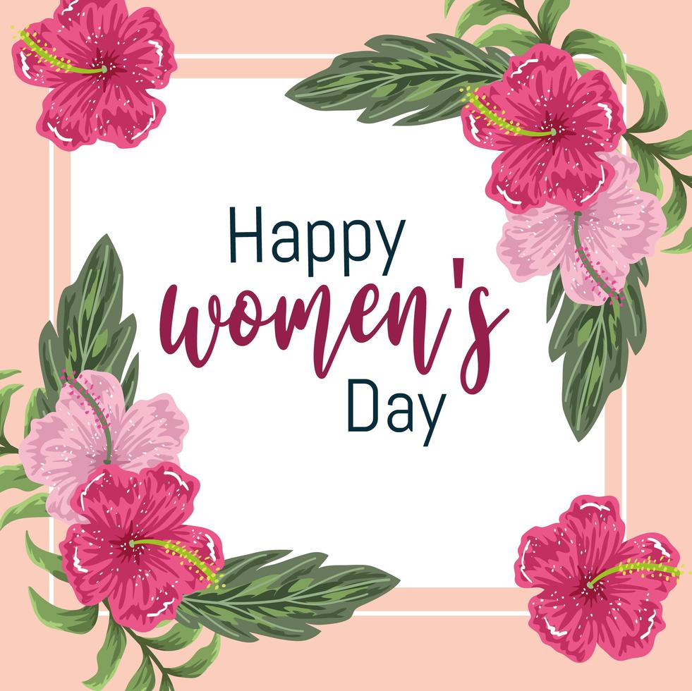 womens day tropical flowers hibiscus for greeting card vector