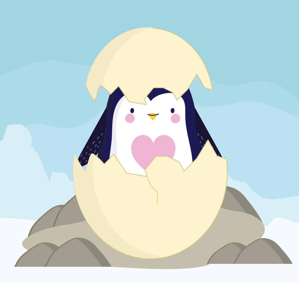 penguin cracked egg vector