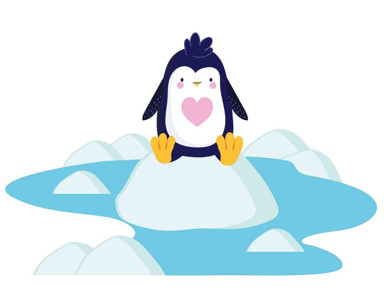 penguin sitting ice vector