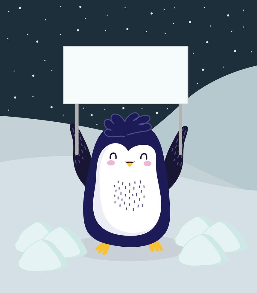 pingüino con cartel vector