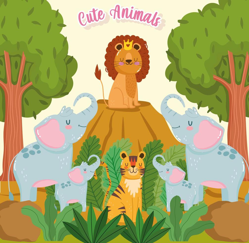 Cute animals jungle vector