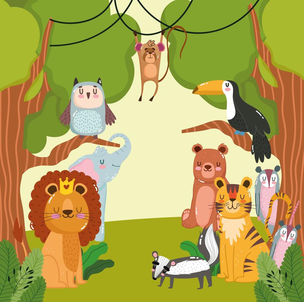 Animals jungle cartoon vector