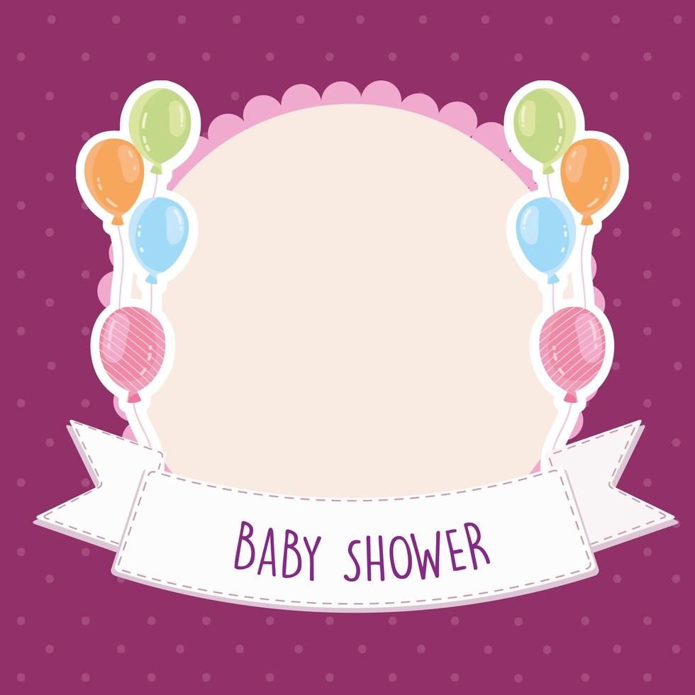 Baby shower greeting card balloons banner template vector