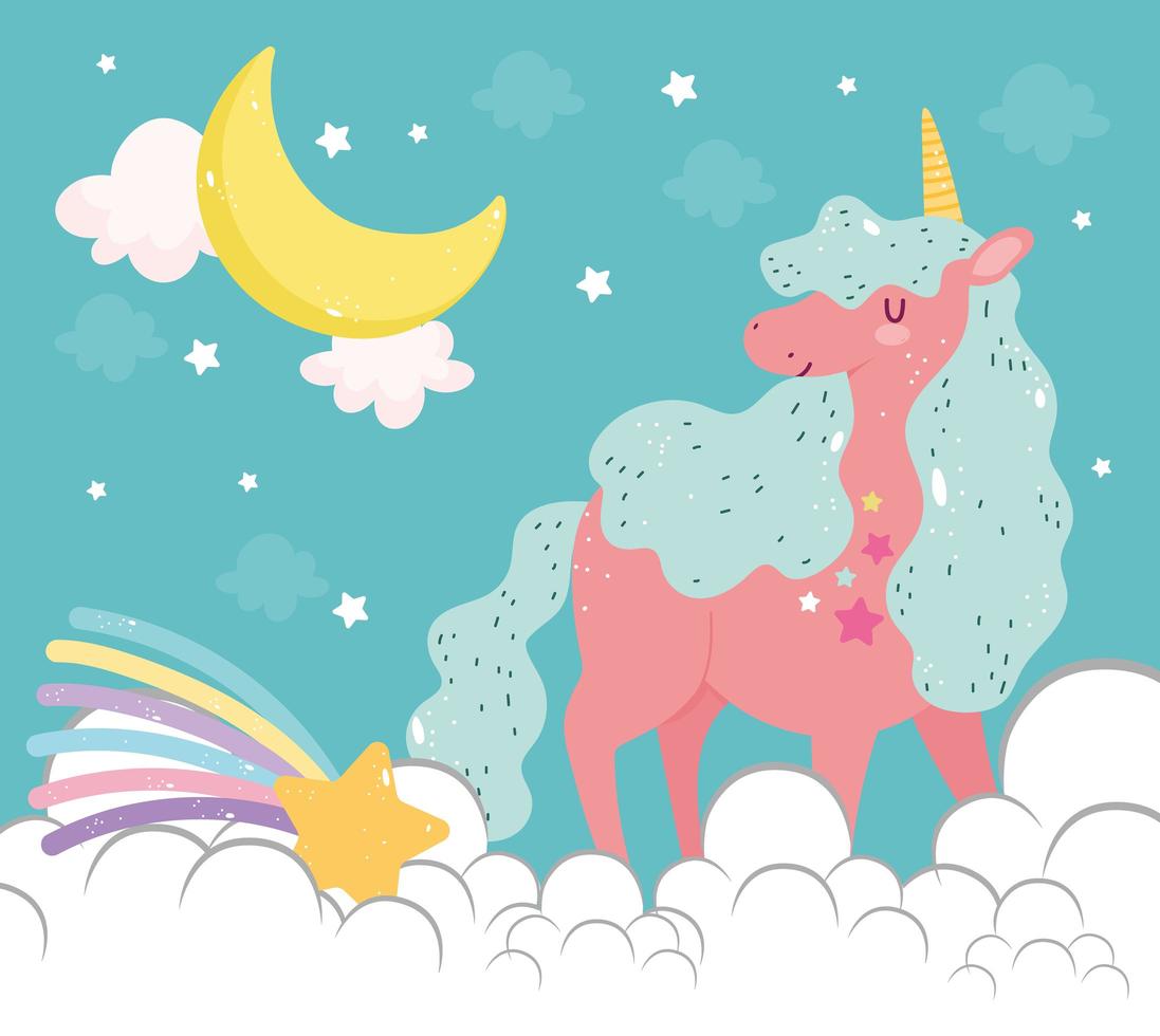 unicorn moon star vector