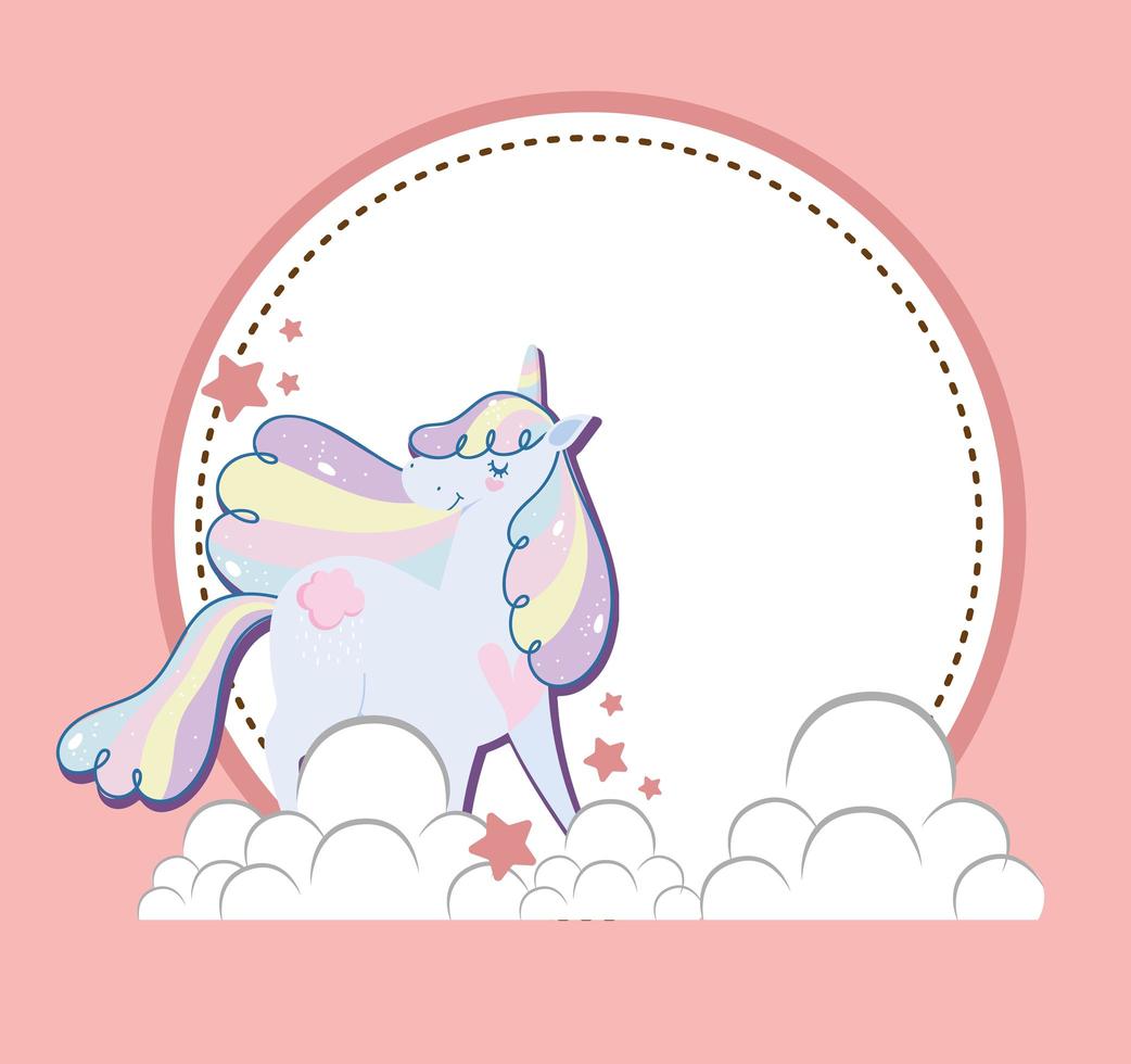 lindo banner de unicornio vector