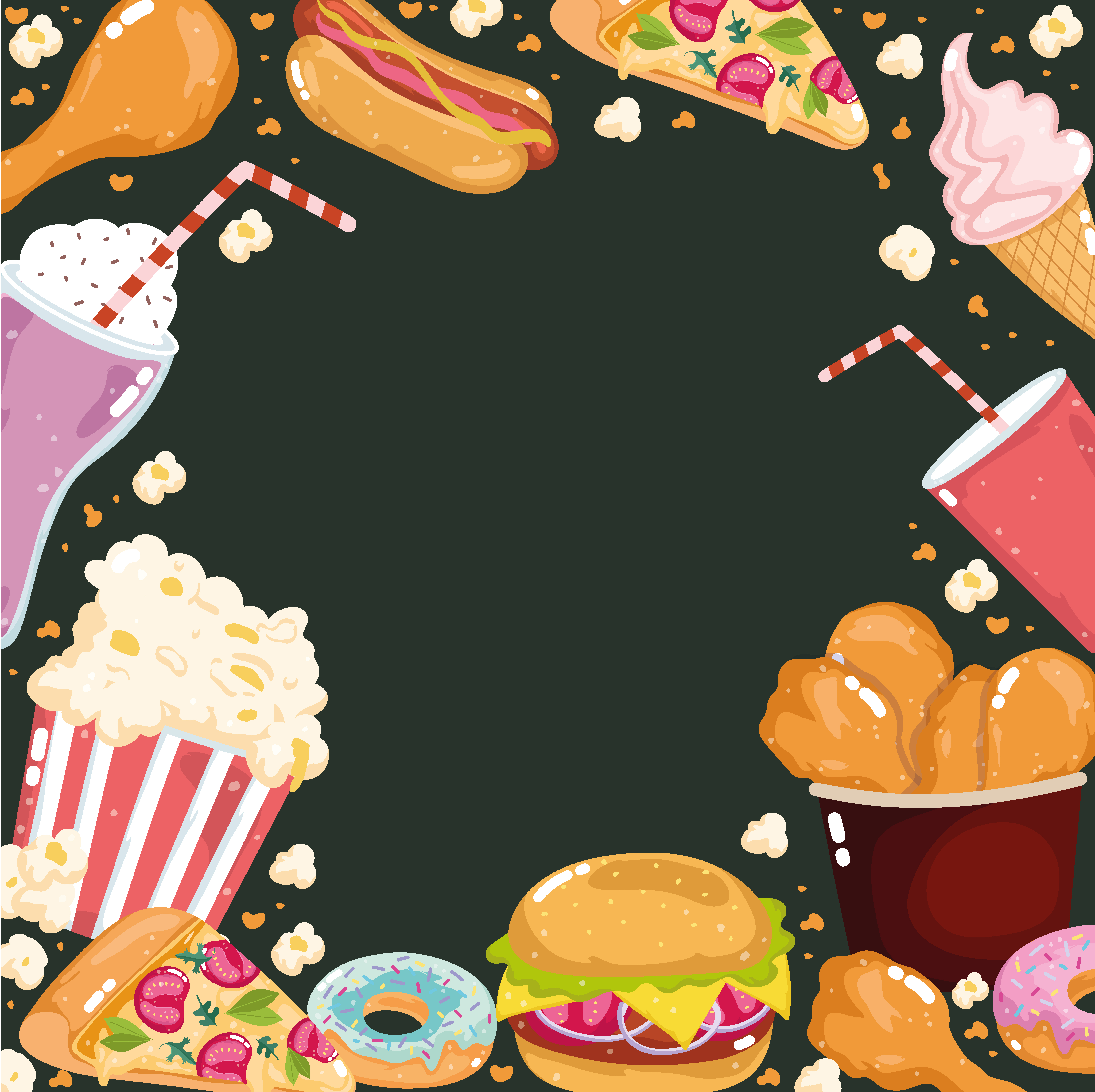 fast food background 2760576 Vector Art at Vecteezy