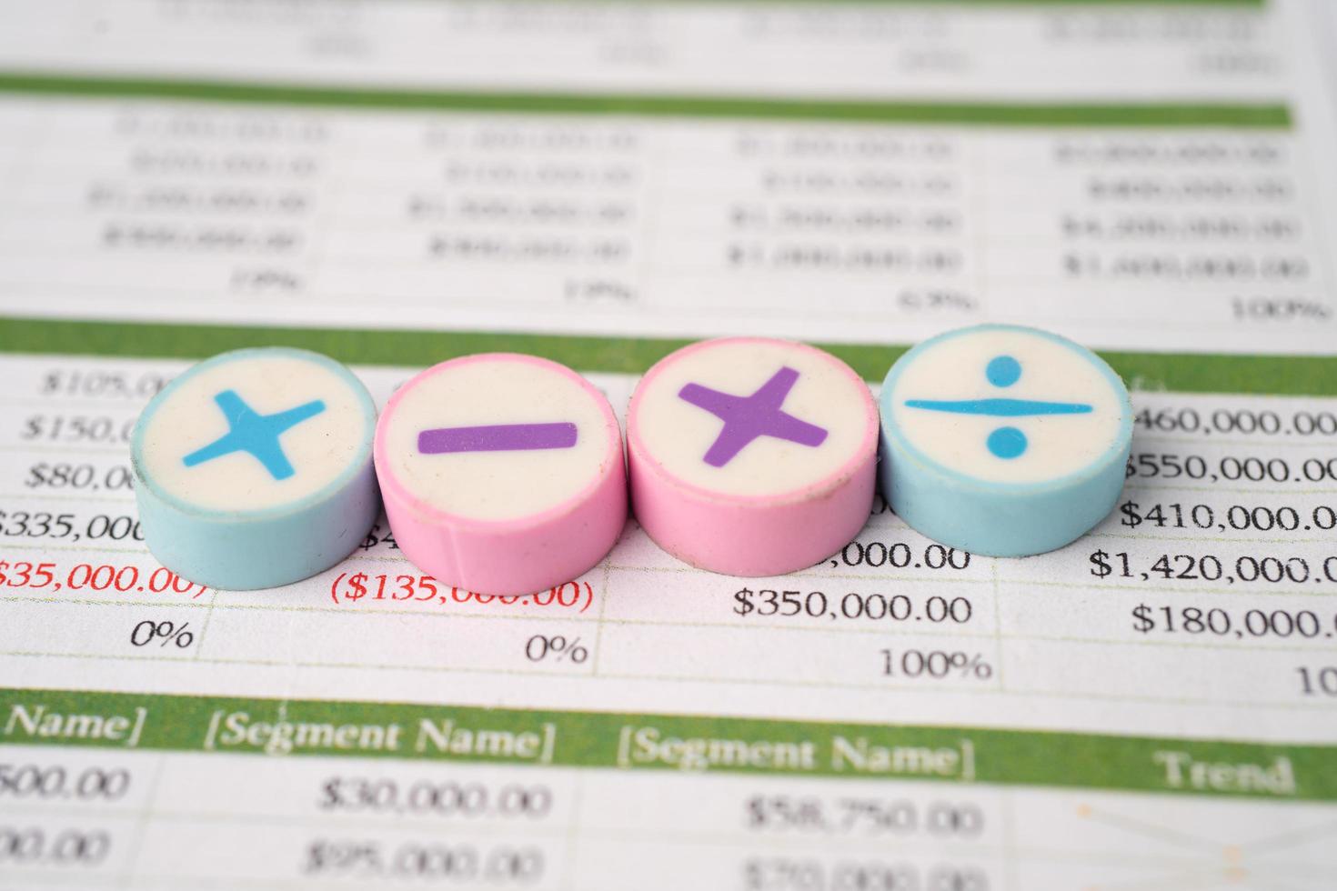 Math Symbols Charts Graphs spreadsheet. Finance Banking Account, Statistics, Investment Analytic research data economy, Stock exchange trading, Mobile office reporting Business meeting concept. photo
