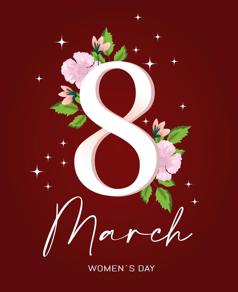 womens day decorative 8 march flowers invitation card vector