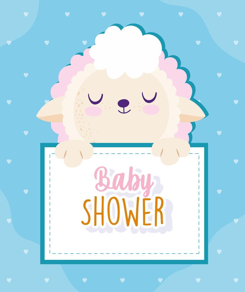 Baby shower cute sheep animal holding banner vector