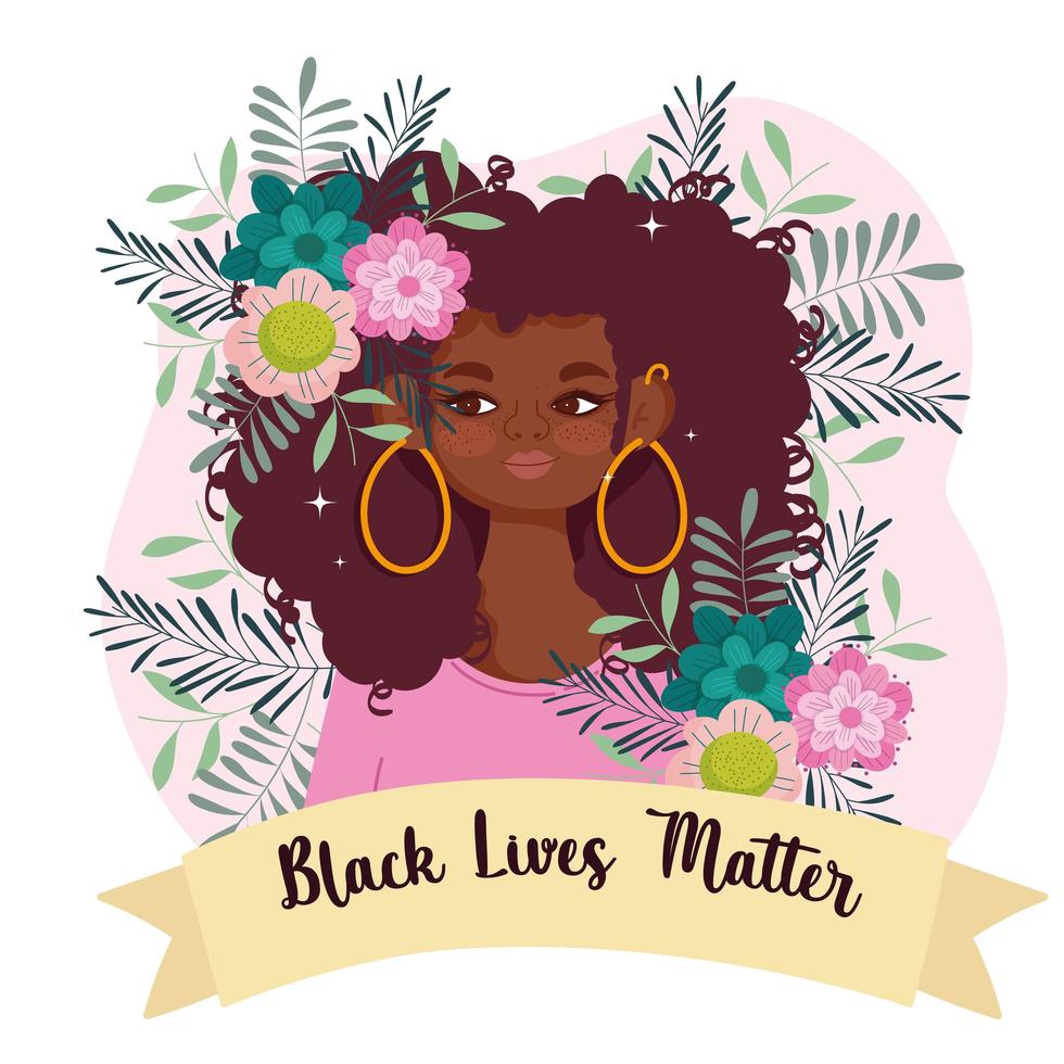 las vidas negras importan, lindas flores de dibujos animados de mujer afro  y 2760781 Vector en Vecteezy