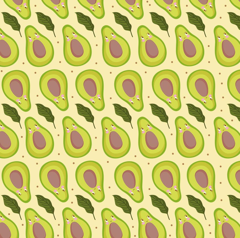 food pattern funny happy cartoon avocado fresh design vector
